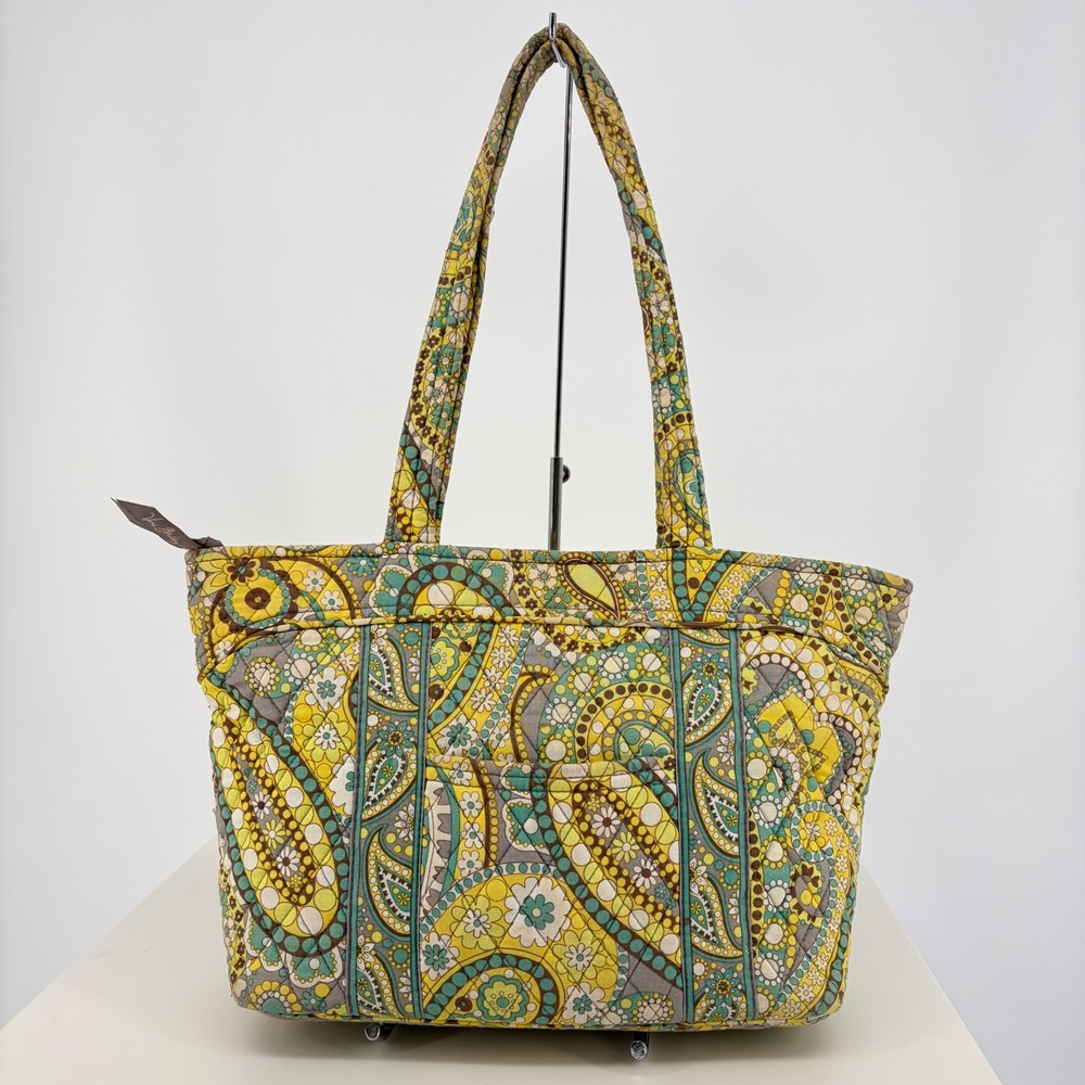 Vera Bradley Tote Lemon Parfait Paisley Quilted Shoulder Bag Retro Teacher BoHo - Picture 2 of 8